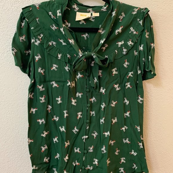 Anthropologie Dog Print Blouse - Picture 2 of 5